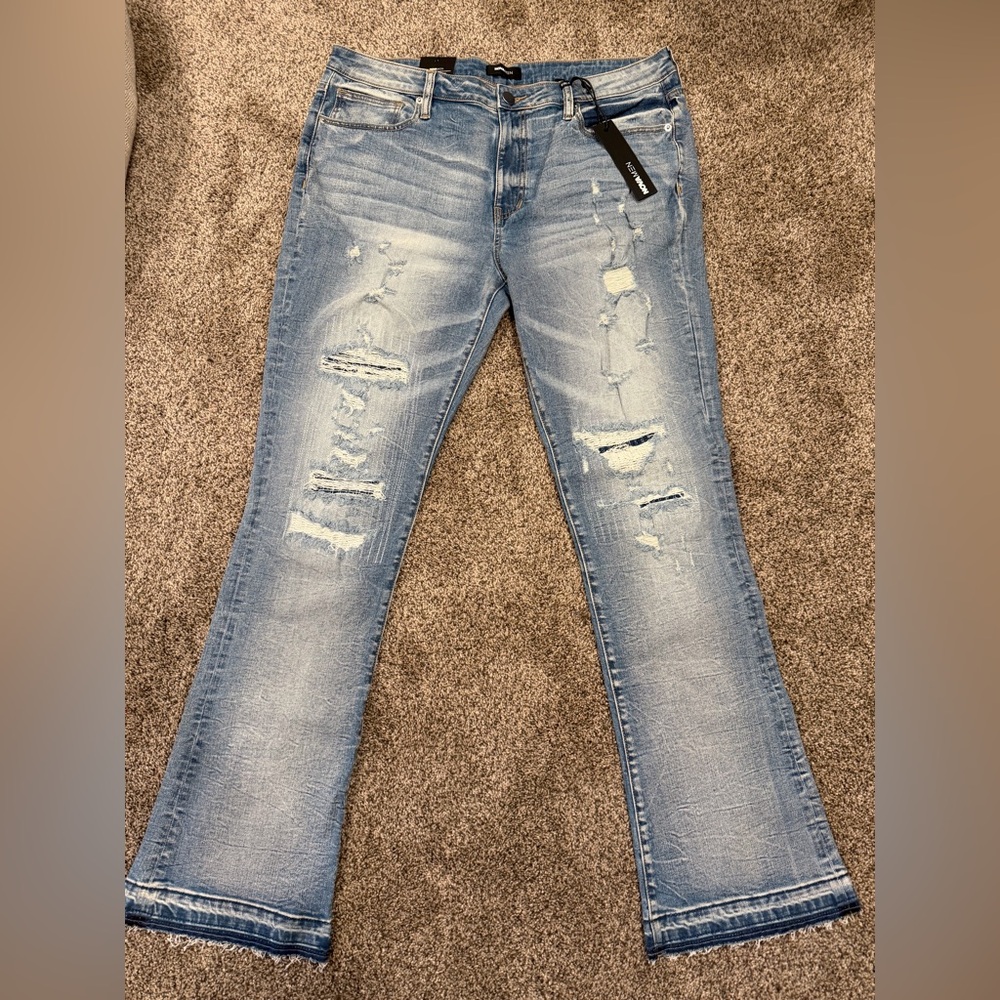 Fashion Nova Men’s Light Blue Distressed Slim Jeans